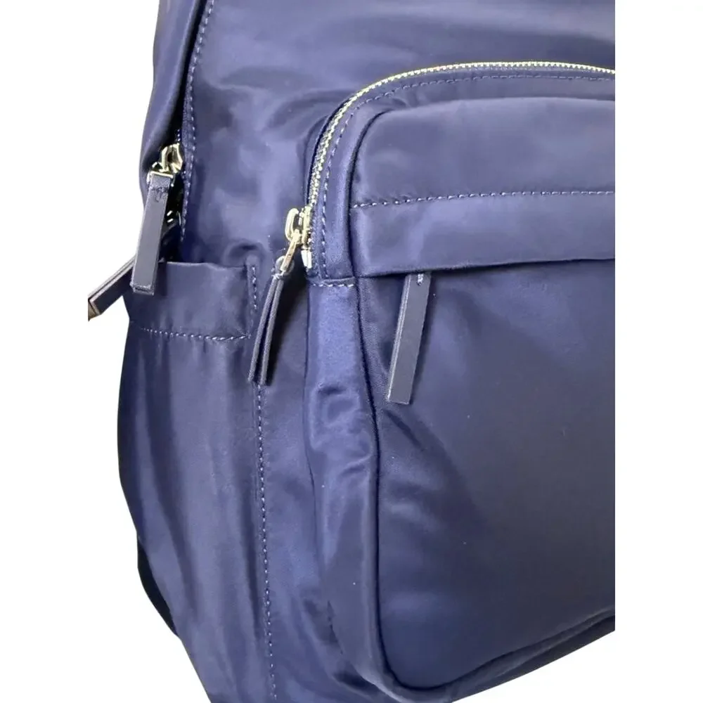 Tory Burch Navy Nylon Zip-Front Backpack new